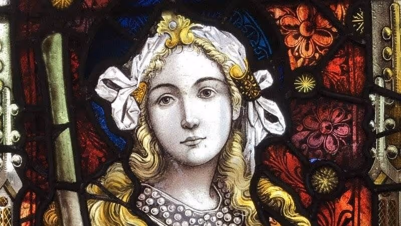 St Sidwell's Sidwella 19th century stained glass window detail